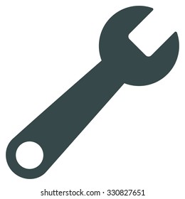 Wrench vector icon. Style is flat symbol, soft blue color, rounded angles, white background.