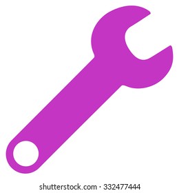 Wrench vector icon. Style is flat symbol, violet color, rounded angles, white background.
