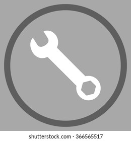 Wrench vector icon. Style is flat circled symbol, color, rounded angles, white background.