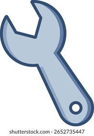 Wrench vector icon with transparent background. Changeable blue color design.