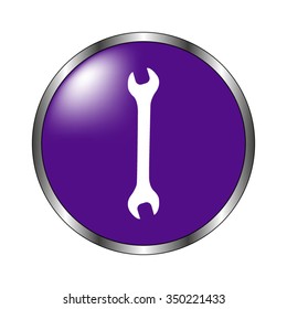 Wrench - vector icon; violet button
