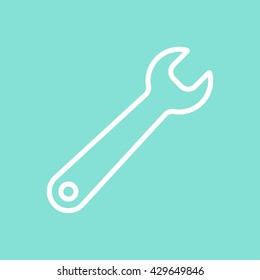 Wrench    vector icon. White  Illustration isolated on green  background for graphic and web design.