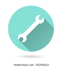 Wrench vector icon. White Illustration isolated on green background for graphic and web design.