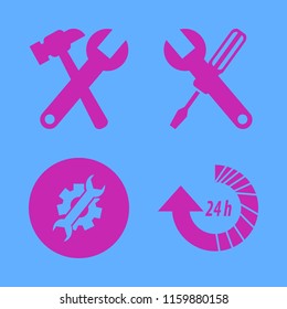 wrench vector icons set. with wrench gear, update hours, wrench hammer and wrench screwdriver in set