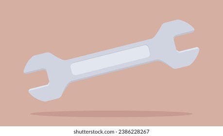 Ilustración vectorial de llave - Objeto gráfico de herramienta de diseño plano en color gris sobre fondo beige