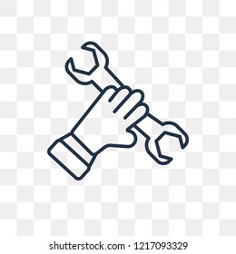 Wrench vector outline icon isolated on transparent background, high quality linear Wrench transparency concept can be used web and mobile