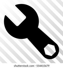 Wrench vector pictogram. Illustration style is flat iconic black symbol on a hatched transparent background.