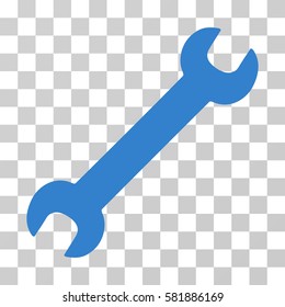 Wrench vector pictogram. Illustration style is a flat iconic cobalt symbol on a transparent background.