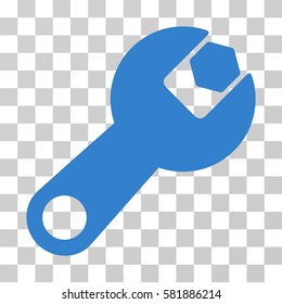 Wrench vector pictogram. Illustration style is a flat iconic cobalt symbol on a transparent background.