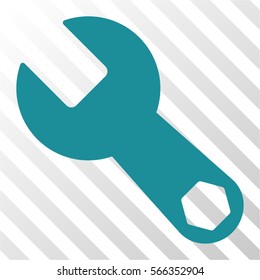 Wrench vector pictograph. Illustration style is flat iconic soft blue symbol on a hatched transparent background.