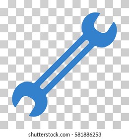 Wrench vector pictograph. Illustration style is a flat iconic cobalt symbol on a transparent background.
