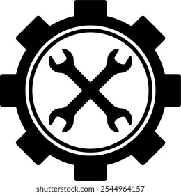 Vector de la llave inglesa. taller de reparación, mecánico, automotriz, icono, símbolo, logotipo