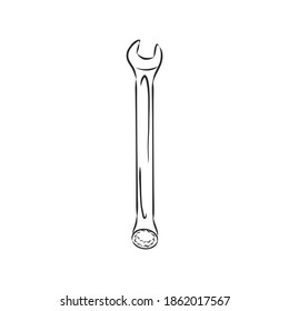 llave, ilustración de esbozo vectorial. Llave. Mano dibujada en un estilo gráfico. Ilustración de grabado vectorial vintage para afiches, web. Aislado sobre fondo blanco