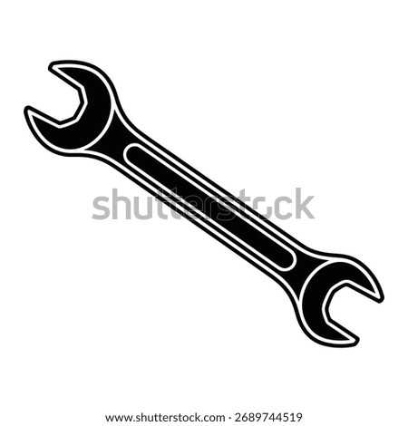 Wrench vector spanner is a repair tool for fix and maintenance. Equipment vector isolated on white. Use for industry construction equipment, mechanical tool element.