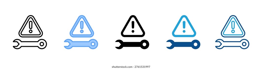 Wrench Warning icon multiple style and collection