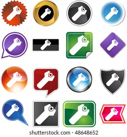 Wrench web button isolated on a background