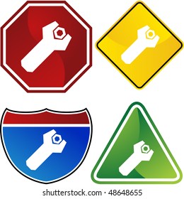 Wrench web button isolated on a background