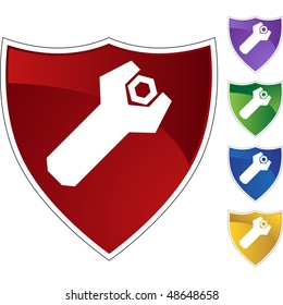 Wrench web button isolated on a background