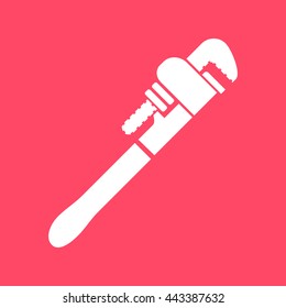Wrench  white icon on magenta color background. Eps-10.
