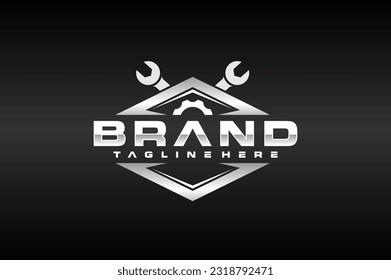 wrench workshop emblem strong  logo