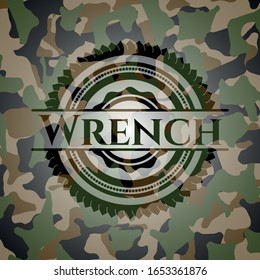 Wrench written on a camo texture. Vector Illustration. Detailed.
