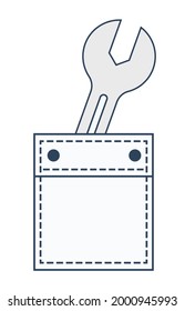 A wrench in your pocket, a flat icon. Vector illustration