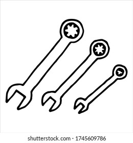 Wrenches in doodle style  Coloring for children 