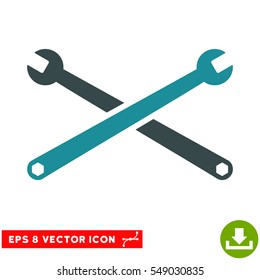 Wrenches EPS vector icon. Illustration style is flat iconic bicolor soft blue symbol on white background.