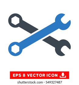 Wrenches EPS vector icon. Illustration style is flat iconic bicolor smooth blue symbol on white background.
