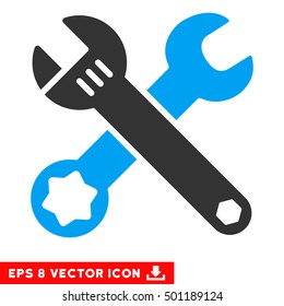 Wrenches EPS vector pictogram. Illustration style is flat iconic bicolor blue and gray symbol on white background.