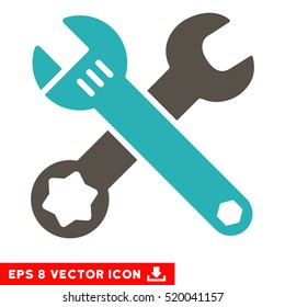Wrenches EPS vector pictogram. Illustration style is flat iconic bicolor grey and cyan symbol on white background.