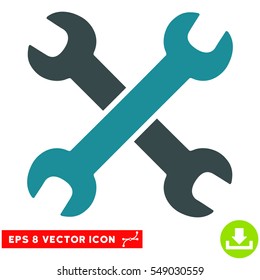Wrenches EPS vector pictogram. Illustration style is flat iconic bicolor soft blue symbol on white background.