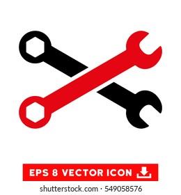 Wrenches EPS vector pictogram. Illustration style is flat iconic bicolor intensive red and black symbol on white background.