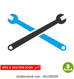 Wrenches EPS vector pictograph. Illustration style is flat iconic bicolor blue and gray symbol on white background.