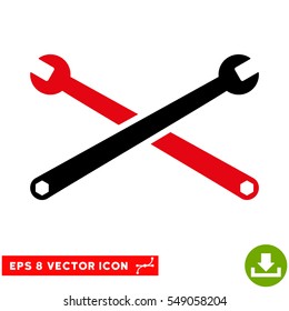 Wrenches EPS vector pictograph. Illustration style is flat iconic bicolor intensive red and black symbol on white background.