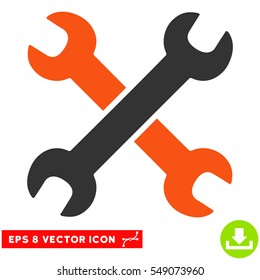 Wrenches EPS vector pictograph. Illustration style is flat iconic bicolor orange and gray symbol on white background.