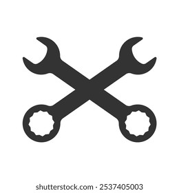 Wrenches graphic icon. Two crossed spanners sign isolated on white background. Technical assistance symbol. Vector illustration