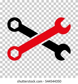 Wrenches icon. Vector pictogram style is a flat bicolor symbol, intensive red and black colors, chess transparent background. Designed for software and web interface toolbars and menus.