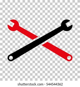 Wrenches icon. Vector pictogram style is a flat bicolor symbol, intensive red and black colors, chess transparent background. Designed for software and web interface toolbars and menus.