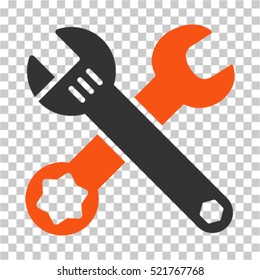 Wrenches icon. Vector pictograph style is a flat bicolor symbol, orange and gray colors, chess transparent background. Designed for software and web interface toolbars and menus.