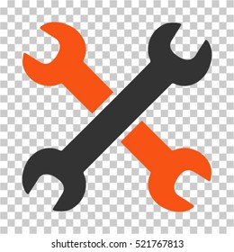 Wrenches icon. Vector pictograph style is a flat bicolor symbol, orange and gray colors, chess transparent background. Designed for software and web interface toolbars and menus.