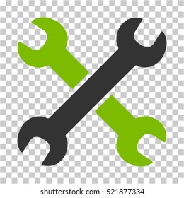 Wrenches icon. Vector pictograph style is a flat bicolor symbol, eco green and gray colors, chess transparent background. Designed for software and web interface toolbars and menus.