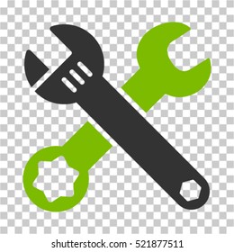 Wrenches icon. Vector pictograph style is a flat bicolor symbol, eco green and gray colors, chess transparent background. Designed for software and web interface toolbars and menus.