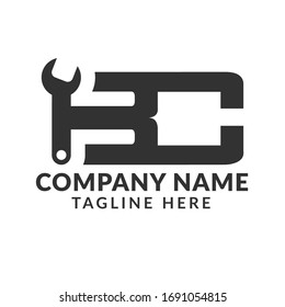 Wrenches letter BC logo template. Industrial repair tool service for corporate identity. Can be used for business related to real estate, construction, finance, communication, technology and services.