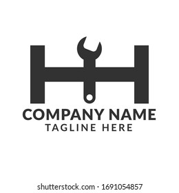 Wrenches letter HH logo template. Industrial repair tool service for corporate identity. Can be used for business related to real estate, construction, finance, communication, technology and services.