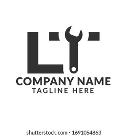 Wrenches letter LT logo template. Industrial repair tool service for corporate identity. Can be used for business related to real estate, construction, finance, communication, technology and services.