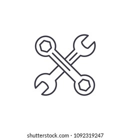 Wrenches linear icon concept. Wrenches line vector sign, symbol, illustration.