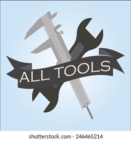 wrenches over blue color background