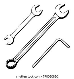 Wrenches set. Different types of Wrench