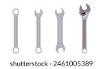 Wrenches Tool Set for Mechanical Maintenance Work and Home Repairs, Flat Vector Illustration Design	